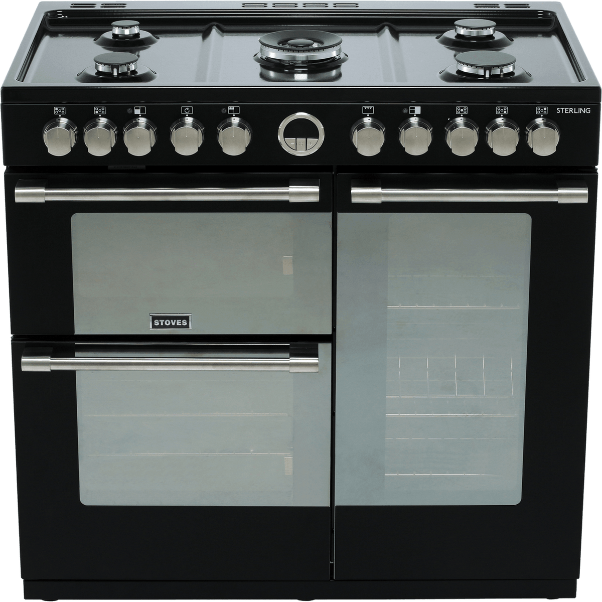 Stoves Sterling S900DF 90cm Dual Fuel Range Cooker - Black - A-A-A Rated